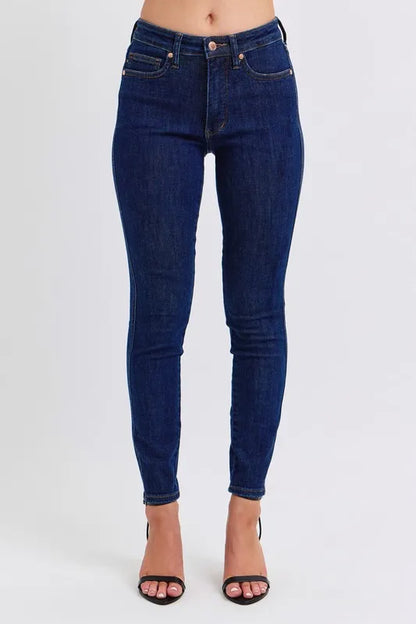 Judy Blue Full Size Midi Rise Tummy Control Classic Skinny Jeans Plus Size DK / 1(25) DK / 24W DK / 3(26) DK / 1(25)-DK / 24W-DK / 3(26)-DK / 5(27)-DK / 7(28)-DK / 9(29)-DK / 11(30)-DK / 13(31)-DK / 15(32)-DK / 14W-DK / 16W-DK / 18W-DK / 20W-DK / 22W-DK / 0(24)-