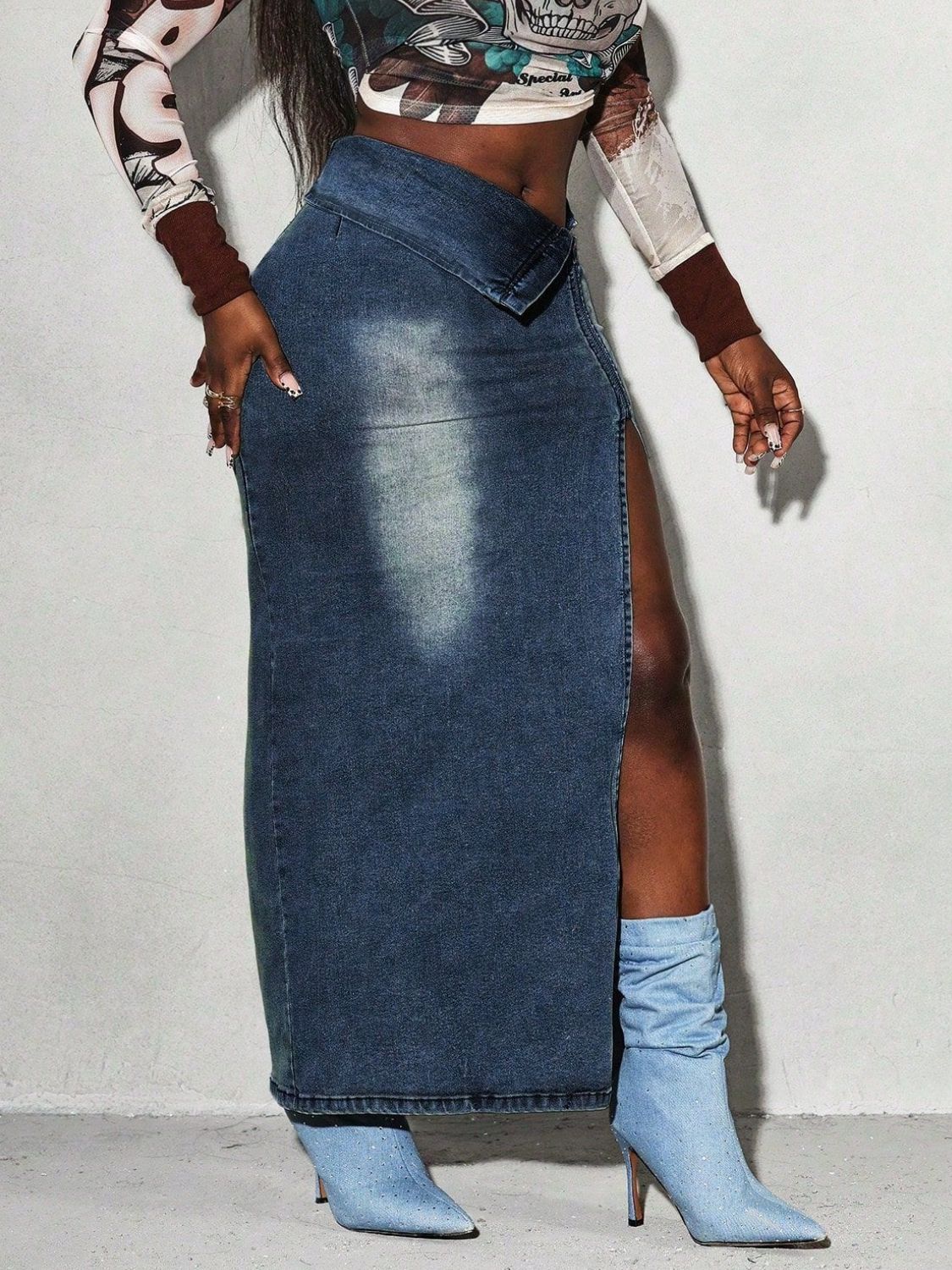 Split Denim Maxi Skirt Medium / S Medium / M Medium / L Medium / S-Medium / M-Medium / L-Medium / XL-Medium / 2XL-