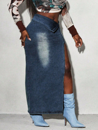Split Denim Maxi Skirt Medium / S Medium / M Medium / L Medium / S-Medium / M-Medium / L-Medium / XL-Medium / 2XL-