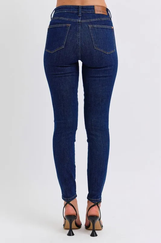 Judy Blue Full Size Midi Rise Tummy Control Classic Skinny Jeans Plus Size DK / 1(25) DK / 24W DK / 3(26) DK / 1(25)-DK / 24W-DK / 3(26)-DK / 5(27)-DK / 7(28)-DK / 9(29)-DK / 11(30)-DK / 13(31)-DK / 15(32)-DK / 14W-DK / 16W-DK / 18W-DK / 20W-DK / 22W-DK / 0(24)-