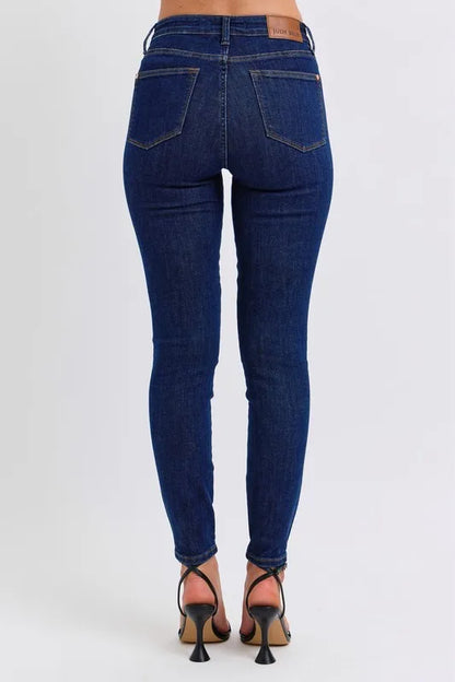 Judy Blue Full Size Midi Rise Tummy Control Classic Skinny Jeans Plus Size DK / 1(25) DK / 24W DK / 3(26) DK / 1(25)-DK / 24W-DK / 3(26)-DK / 5(27)-DK / 7(28)-DK / 9(29)-DK / 11(30)-DK / 13(31)-DK / 15(32)-DK / 14W-DK / 16W-DK / 18W-DK / 20W-DK / 22W-DK / 0(24)-