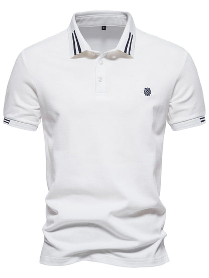 Men's Embroidered Striped Short Sleeve Polo Light Blue / 2XL Navy / S White / L Light Blue / 2XL-Navy / S-White / L-White / XL-White / 2XL-Dark Gray / M-Navy / L-White / S-Olive Brown / M-Olive Brown / 2XL-White / M-Dark Gray / S-Navy / XL-Olive Brown / XL-Olive Brown / S-Light Blue / XL-Navy / 2XL-Dark Gray / 2XL-Olive Brown / L-Dark Gray / XL-Light Blue / M-Light Blue / S-Navy / M-Dark Gray / L-Light Blue / L-