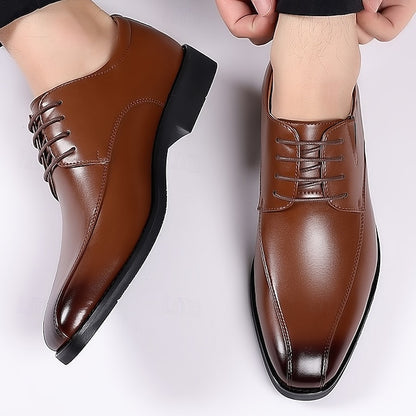 Men's Derby PU Leather Lace-Up Shoes – Breathable, Comfortable & Slip-Resistant