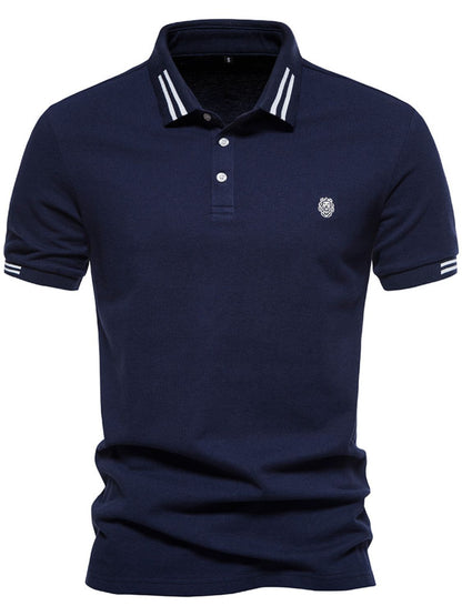 Men's Embroidered Striped Short Sleeve Polo Light Blue / 2XL Navy / S White / L Light Blue / 2XL-Navy / S-White / L-White / XL-White / 2XL-Dark Gray / M-Navy / L-White / S-Olive Brown / M-Olive Brown / 2XL-White / M-Dark Gray / S-Navy / XL-Olive Brown / XL-Olive Brown / S-Light Blue / XL-Navy / 2XL-Dark Gray / 2XL-Olive Brown / L-Dark Gray / XL-Light Blue / M-Light Blue / S-Navy / M-Dark Gray / L-Light Blue / L-