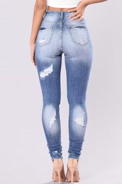 Full Size Distressed Skinny Jeans Plus Size Light / S Light / M Light / L Light / S-Light / M-Light / L-Light / XL-Light / 2XL-Light / 3XL-