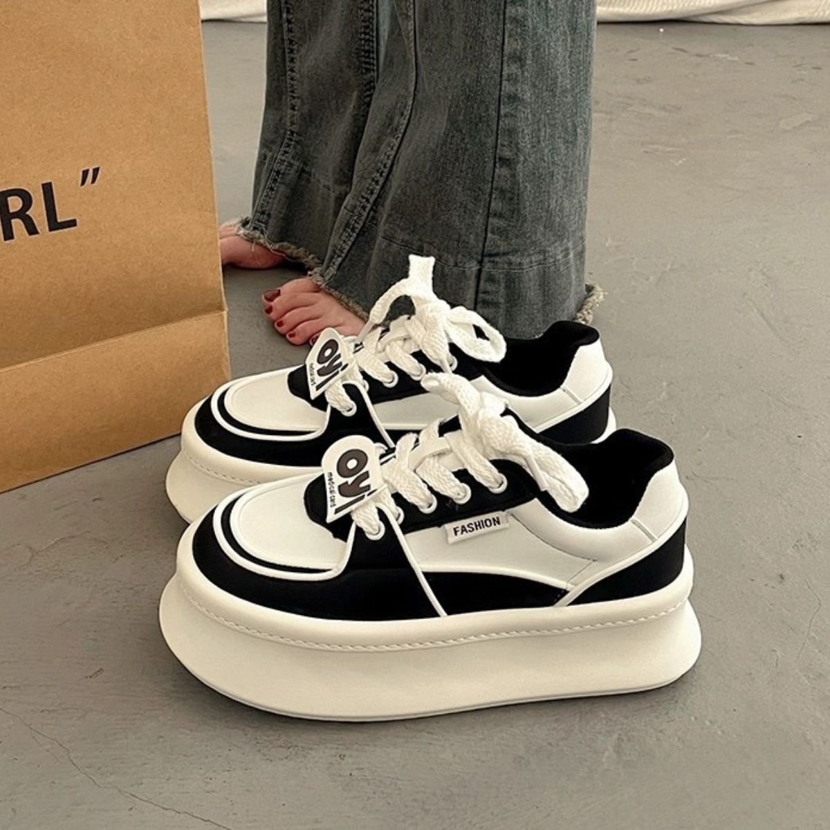 Lace Up Round Toe Platform Sneakers Black / 38(US7) Black / 39(US8) Black / 40(US9) Black / 38(US7)-Black / 39(US8)-Black / 40(US9)-White / 35(US4)-White / 36(US5)-White / 37(US6)-White / 38(US7)-White / 39(US8)-White / 40(US9)-Black / 35(US4)-Black / 36(US5)-Black / 37(US6)-