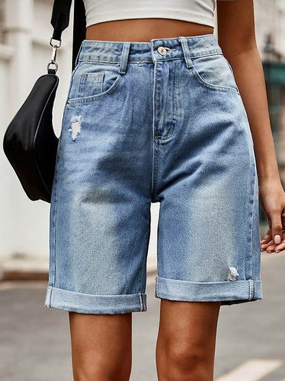 Chic High-Waisted Loose Jean Shorts with Buttoned Pockets GRAY / S GRAY / M GRAY / L GRAY / S-GRAY / M-GRAY / L-GRAY / XL-GRAY / 2XL-DEEP BLUE / S-DEEP BLUE / M-DEEP BLUE / L-DEEP BLUE / XL-DEEP BLUE / 2XL-LIGHT BLUE / S-LIGHT BLUE / M-LIGHT BLUE / L-LIGHT BLUE / XL-LIGHT BLUE / 2XL-