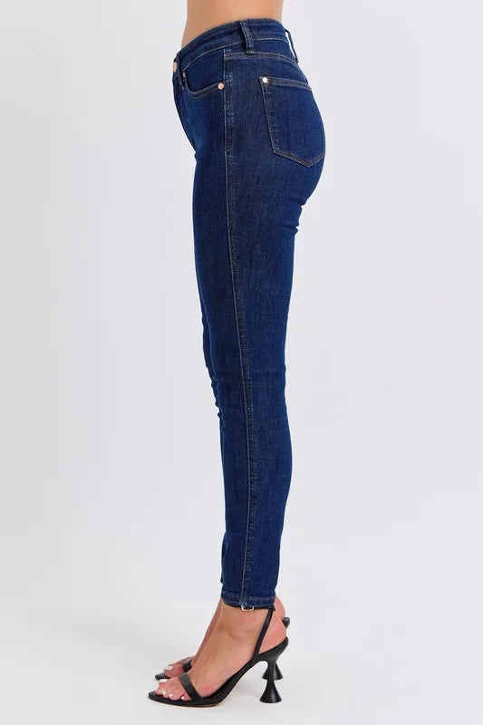 Judy Blue Full Size Midi Rise Tummy Control Classic Skinny Jeans Plus Size DK / 1(25) DK / 24W DK / 3(26) DK / 1(25)-DK / 24W-DK / 3(26)-DK / 5(27)-DK / 7(28)-DK / 9(29)-DK / 11(30)-DK / 13(31)-DK / 15(32)-DK / 14W-DK / 16W-DK / 18W-DK / 20W-DK / 22W-DK / 0(24)-