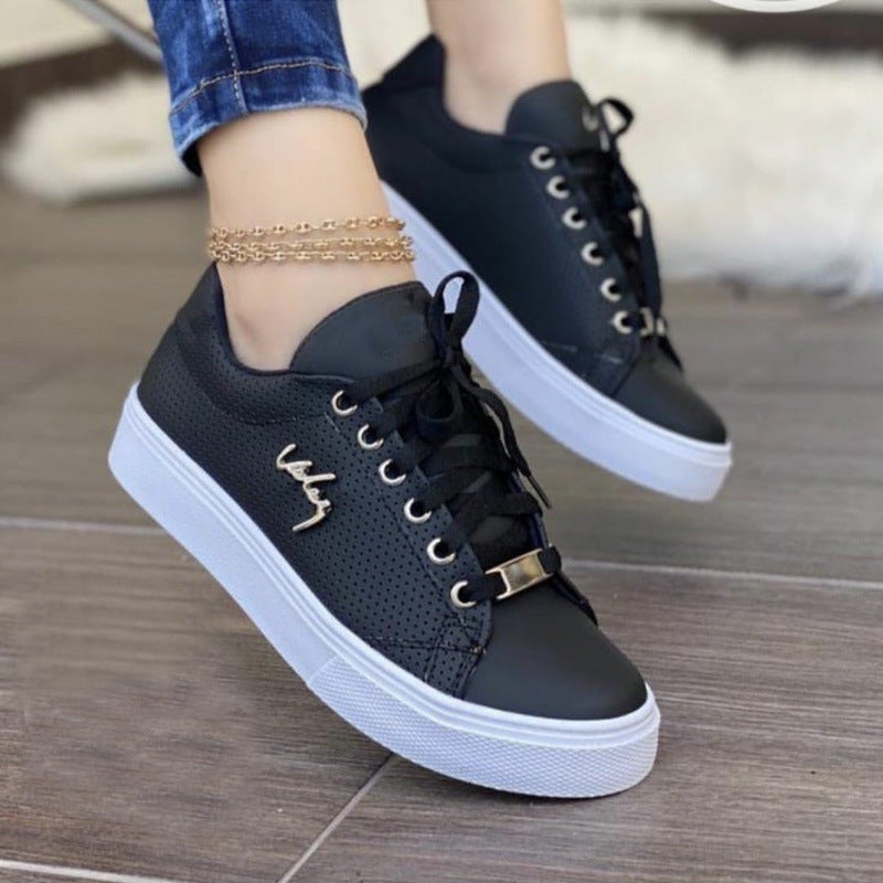 Round Toe Lace Up Sneakers Black / 37(US6) Black / 38(US7) Black / 39(US8) Black / 37(US6)-Black / 38(US7)-Black / 39(US8)-White / 36(US5)-Black / 40(US9)-Black / 41(US10)-Black / 42(US10.5)-Black / 43(US11)-Caramel / 36(US5)-Caramel / 37(US6)-Caramel / 38(US7)-White / 37(US6)-Caramel / 39(US8)-Caramel / 40(US9)-Caramel / 41(US10)-Caramel / 42(US10.5)-Caramel / 43(US11)-White / 38(US7)-White / 39(US8)-White / 40(US9)-White / 41(US10)-White / 42(US10.5)-White / 43(US11)-Black / 36(US5)-