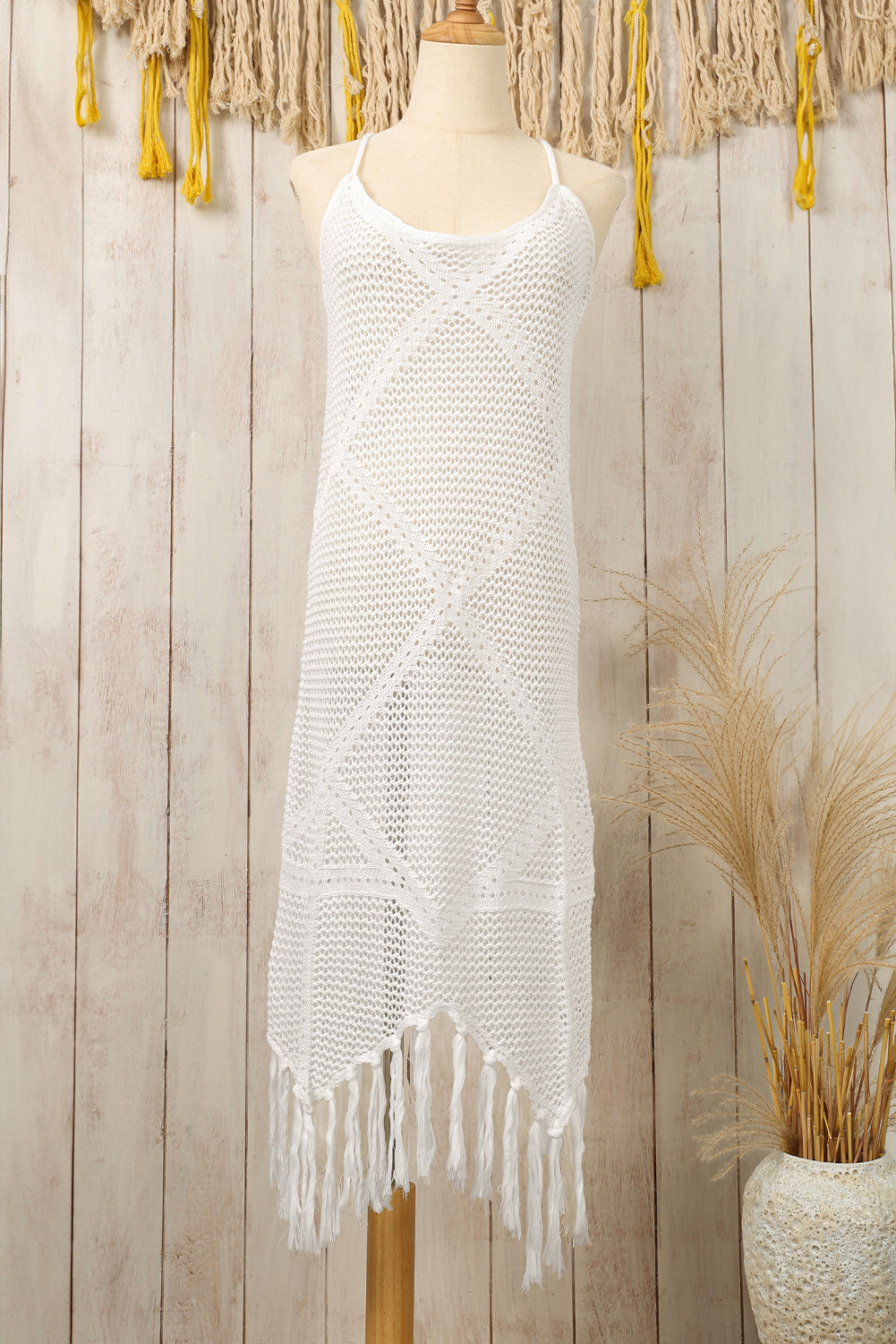 Chic Crisscross Knot Back Tasseled Beach Dress – Perfect for Sun-Kissed Days!