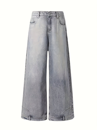 (Button Hole Not Opened) Reverse Pocket Design, High Street Jeans, Men'S And Women'S Versatile, Washed Wide Leg Retro Pants Light Blue / S Light Blue / M Light Blue / L Light Blue / S-Light Blue / M-Light Blue / L-Light Blue / XL-Light Blue / XXL-Light Blue / XXXL-