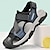 Men's Breathable Sporty Sandals - Comfortable PU Leather & Mesh Design with Slip-Resistant Buckle Blue