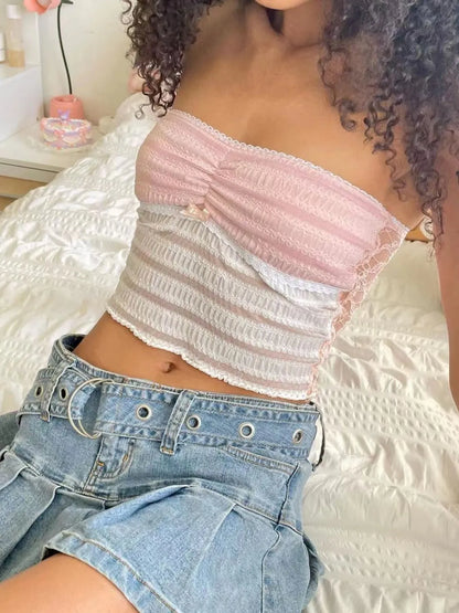 Lace Tube Top Blush Pink