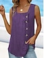 Chic Charcoal Green Asymmetrical Button Camisole - Stylish Sleeveless Summer Top Gray / S Gray / M Gray / 4XL Gray / S-Gray / M-Gray / 4XL-Gray / 5XL-Blue / S-Blue / 2XL-Blue / 4XL-Blue / 5XL-Green / S-Green / M-Green / L-Purple / S-Purple / M-Purple / 2XL-Purple / 4XL-Purple / 5XL-Pink / S-Pink / M-Pink / L-Pink / 2XL-Pink / 4XL-