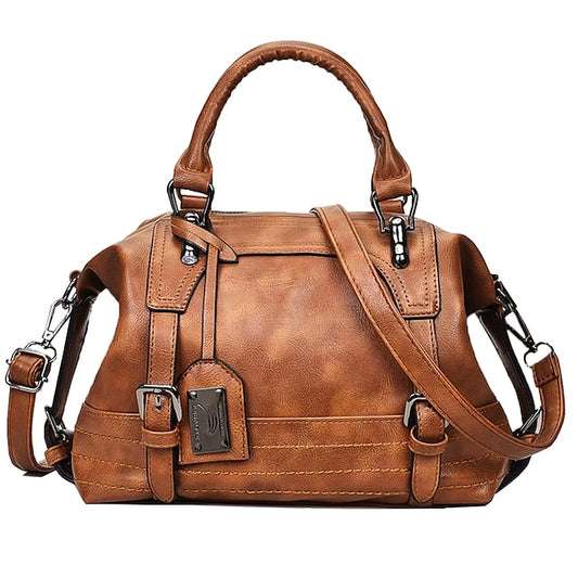Chic Women's Top Handle Bag - Office-Ready Elegance in Black, Blushing Pink, Brown, and Gray Brown Black Gray Brown-Black-Gray-Pink-