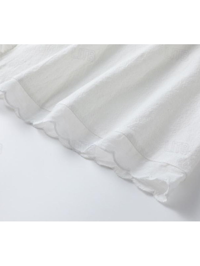 Elegant Sleeveless White Floral Lace Dress with Ruffle Trim for Summer White / S White / M White / L White / S-White / M-White / L-White / XL-White / 2XL-White / 3XL-