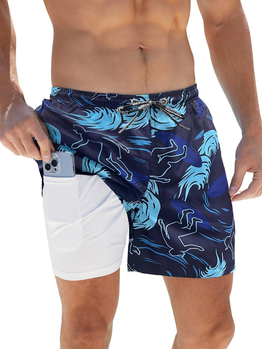 Mens Swim Trunks Quick Dry Board Shorts with Lining, Men's Swimming Trunks