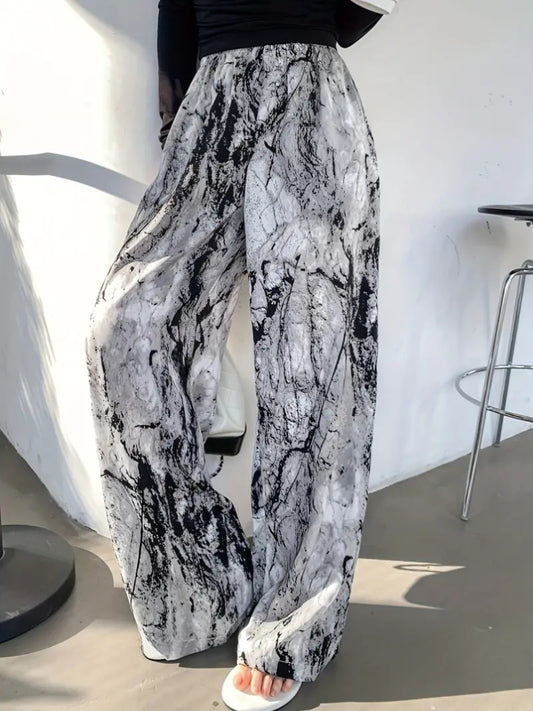Printed Wide Leg Pants Black / 2XL Black / XL Black / L Black / 2XL-Black / XL-Black / L-Black / M-Black / S-