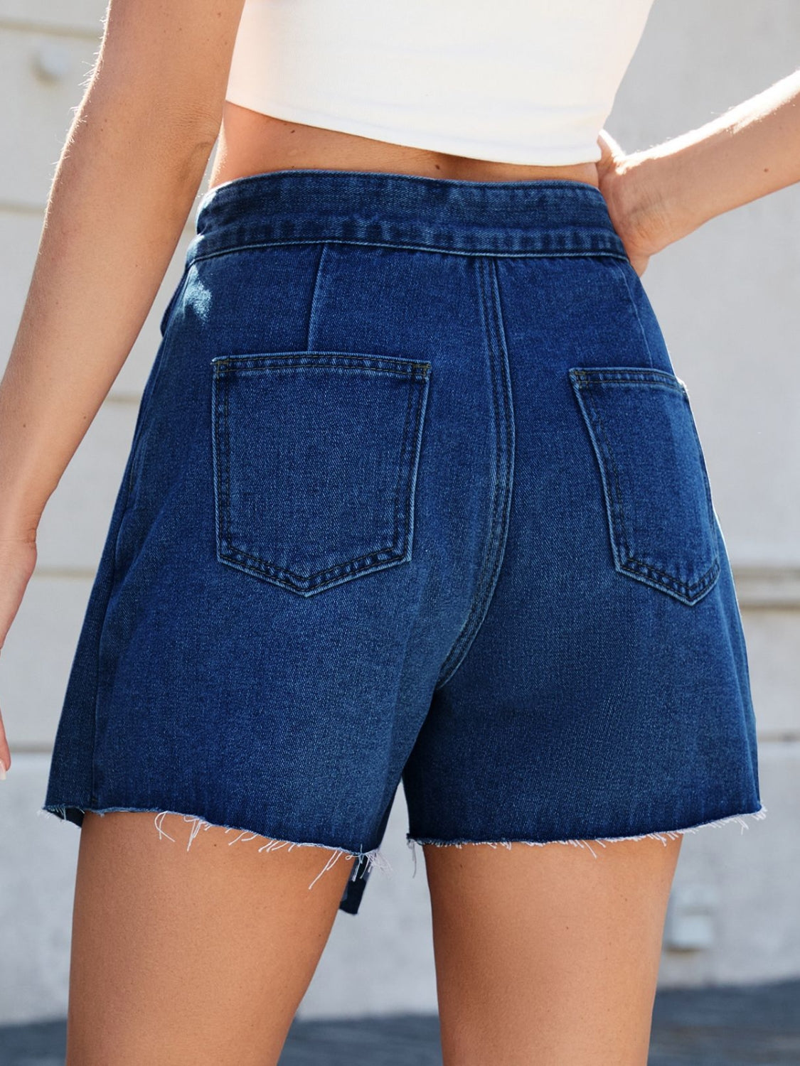 Frayed Hem Asymmetrical Denim Skort Medium / M Dark / M Dark / XL Medium / M-Dark / M-Dark / XL-Dark / S-Medium / L-Medium / XXL-Medium / S-Medium / XL-Dark / XXL-Dark / L-