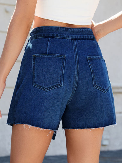 Frayed Hem Asymmetrical Denim Skort Medium / M Dark / M Dark / XL Medium / M-Dark / M-Dark / XL-Dark / S-Medium / L-Medium / XXL-Medium / S-Medium / XL-Dark / XXL-Dark / L-