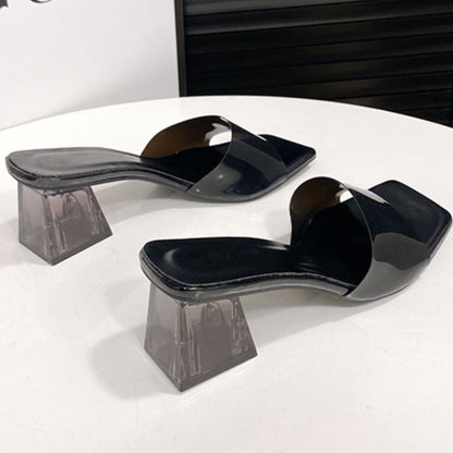 Open Toe Block Heel Sandals - Fashionqueene.com-Block heel sandal