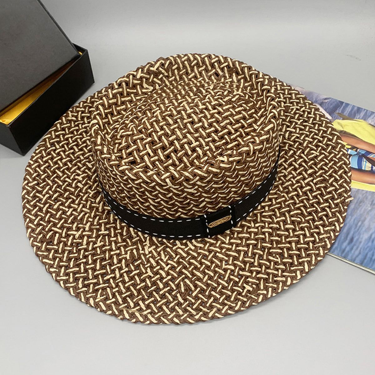 Adjustable Paper Braided Hat - Fashionqueene.com-Hat