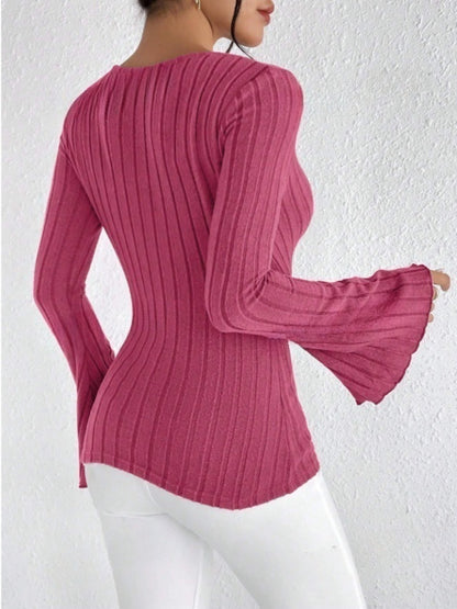 Ribbed Flare Sleeve Top Deep Rose / S Deep Rose / M Deep Rose / L Deep Rose / S-Deep Rose / M-Deep Rose / L-Deep Rose / XL-Burgundy / S-Burgundy / M-Burgundy / L-Burgundy / XL-Black / S-Black / M-Black / L-Black / XL-Deep Rose / XS-Burgundy / XS-Black / XS-Army Green / XS-Army Green / S-Army Green / M-Army Green / L-Army Green / XL-
