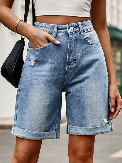 Chic High-Waisted Loose Jean Shorts with Buttoned Pockets GRAY / S GRAY / M GRAY / L GRAY / S-GRAY / M-GRAY / L-GRAY / XL-GRAY / 2XL-DEEP BLUE / S-DEEP BLUE / M-DEEP BLUE / L-DEEP BLUE / XL-DEEP BLUE / 2XL-LIGHT BLUE / S-LIGHT BLUE / M-LIGHT BLUE / L-LIGHT BLUE / XL-LIGHT BLUE / 2XL-