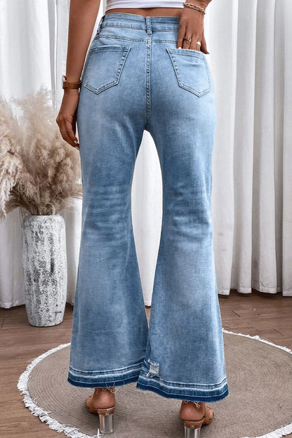 High Waist Button Fly Flared Jeans Medium / 10 Medium / 14 Medium / 8 Medium / 10-Medium / 14-Medium / 8-Medium / 12-Medium / 16-