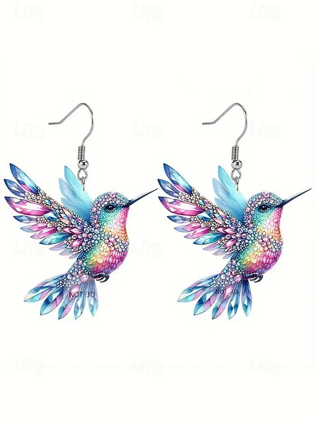 Elegant Hummingbird Acrylic Hoop Earrings for Women 1# 2# 3# 1#-2#-3#-4#-5#-6#-7#-