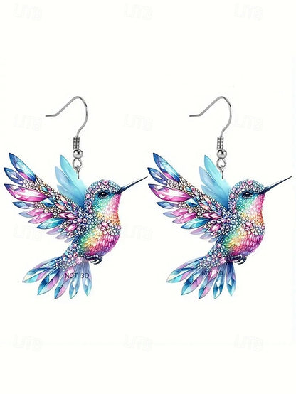 Elegant Hummingbird Acrylic Hoop Earrings for Women 1# 2# 3# 1#-2#-3#-4#-5#-6#-7#-