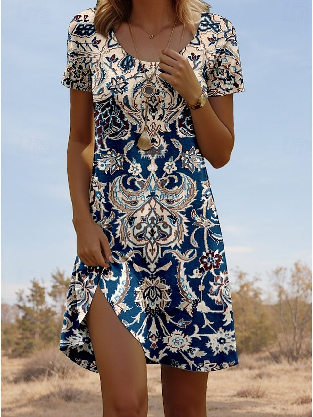 Stylish Women's Mini Casual T-Shirt Dress - Perfect for Vacation and Daily Wear Maroon / S Maroon / M Maroon / L Maroon / S-Maroon / M-Maroon / L-Maroon / XL-Maroon / 2XL-Pink / S-Pink / M-Pink / L-Pink / XL-Pink / 2XL-Blue / S-Blue / M-Blue / L-Blue / XL-Blue / 2XL-