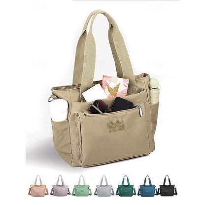 Stylish Waterproof Nylon Tote and Crossbody Bag with Multiple Pockets Light Pink Green Light Green Light Pink-Green-Light Green-Light Purple-Khaki-Grey-Blue-Black-