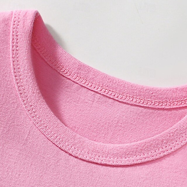 Colorful Comfort: 3-Piece Girls' Crew Neck Cotton Tee Set in Rose Red, Blue & Pink Rose Red+Blue+Pink / 4 Years(110cm) Rose Red+Blue+Pink / 4-5 Years(120cm) Rose Red+Blue+Pink / 5-6 Years(130cm) Rose Red+Blue+Pink / 4 Years(110cm)-Rose Red+Blue+Pink / 4-5 Years(120cm)-Rose Red+Blue+Pink / 5-6 Years(130cm)-Rose Red+Blue+Pink / 7-8 Years(140cm)-