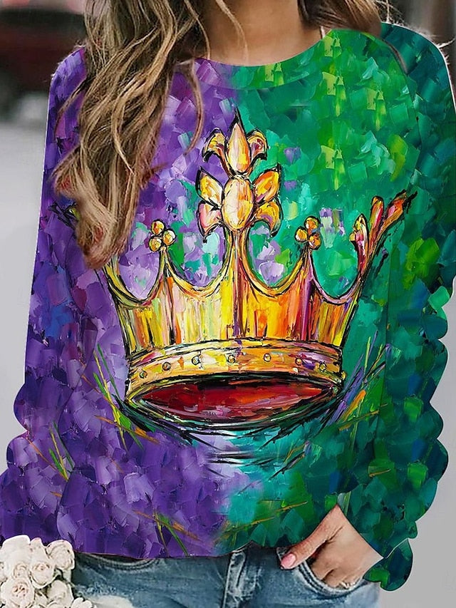 Chic Purple Graphic Pullover Sweatshirt - Perfect for Casual Fall & Winter Style Purple / S Purple / M 