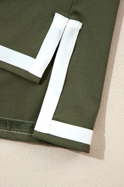 Contrast Trim Tee and Shorts Set Army Green / S Army Green / M Army Green / L Army Green / S-Army Green / M-Army Green / L-Black / XL-Black / M-Army Green / XL-Black / L-Black / S-