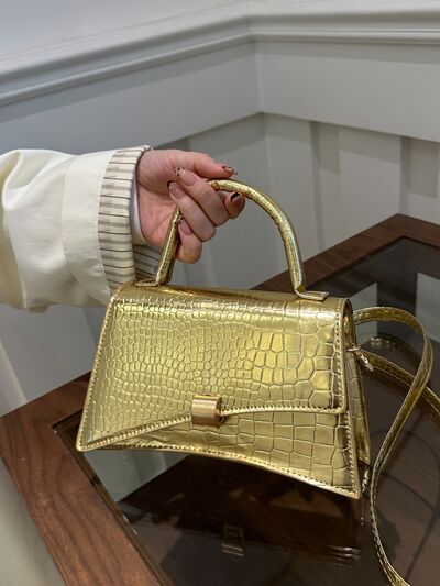 Solid Color PU Leather Handbag White / One Size Black / One Size Gold / One Size White / One Size-Black / One Size-Gold / One Size-Silver / One Size-