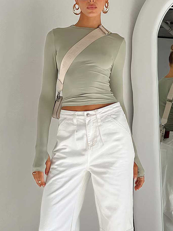 Chic & Versatile: Long Sleeve Skinny Hollow Solid Color Round Neck T-Shirt RED / S RED / M RED / L RED / S-RED / M-RED / L-PINK / S-PINK / M-PINK / L-BLUE / S-BLUE / M-BLUE / L-WHITE / S-WHITE / M-WHITE / L-GREEN / S-GREEN / M-GREEN / L-BROWN / S-BROWN / M-BROWN / L-BLACK / S-BLACK / M-BLACK / L-ORANGE / S-ORANGE / M-ORANGE / L-