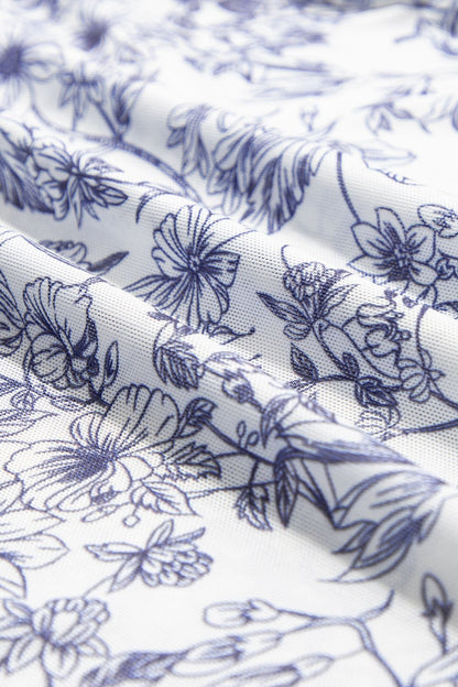 Printed Mock Neck Long Sleeve Blouse Light Blue / L Light Blue / XL Light Blue / M Light Blue / L-Light Blue / XL-Light Blue / M-Light Blue / S-