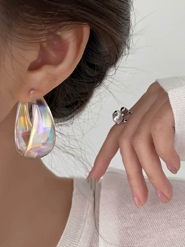 Normcore Geometric Drop Earrings - Bold Contrast Color Design TRANSPARENT / One_size TRANSPARENT / One_size-