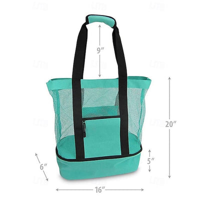Stylish Insulated Mesh Tote Bags for Women - Large Capacity Casual Shoulder Bag Green Blue Black Green-Blue-Black-Rose Pink-