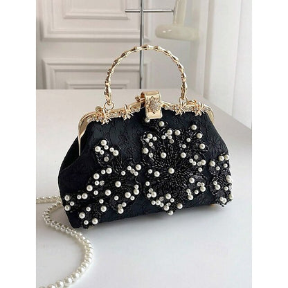 Elegance in Every Detail: Women's Beaded Clutch & Multi-Carry Evening Bag White Black / White Black White-Black / White-Black-