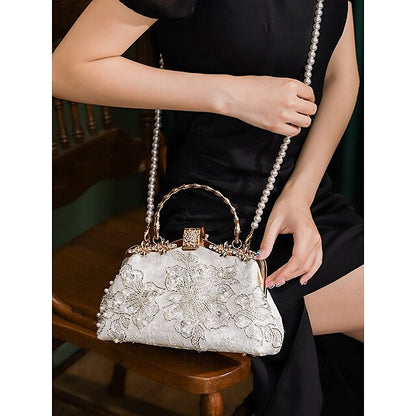 Elegance in Every Detail: Women's Beaded Clutch & Multi-Carry Evening Bag White Black / White Black White-Black / White-Black-