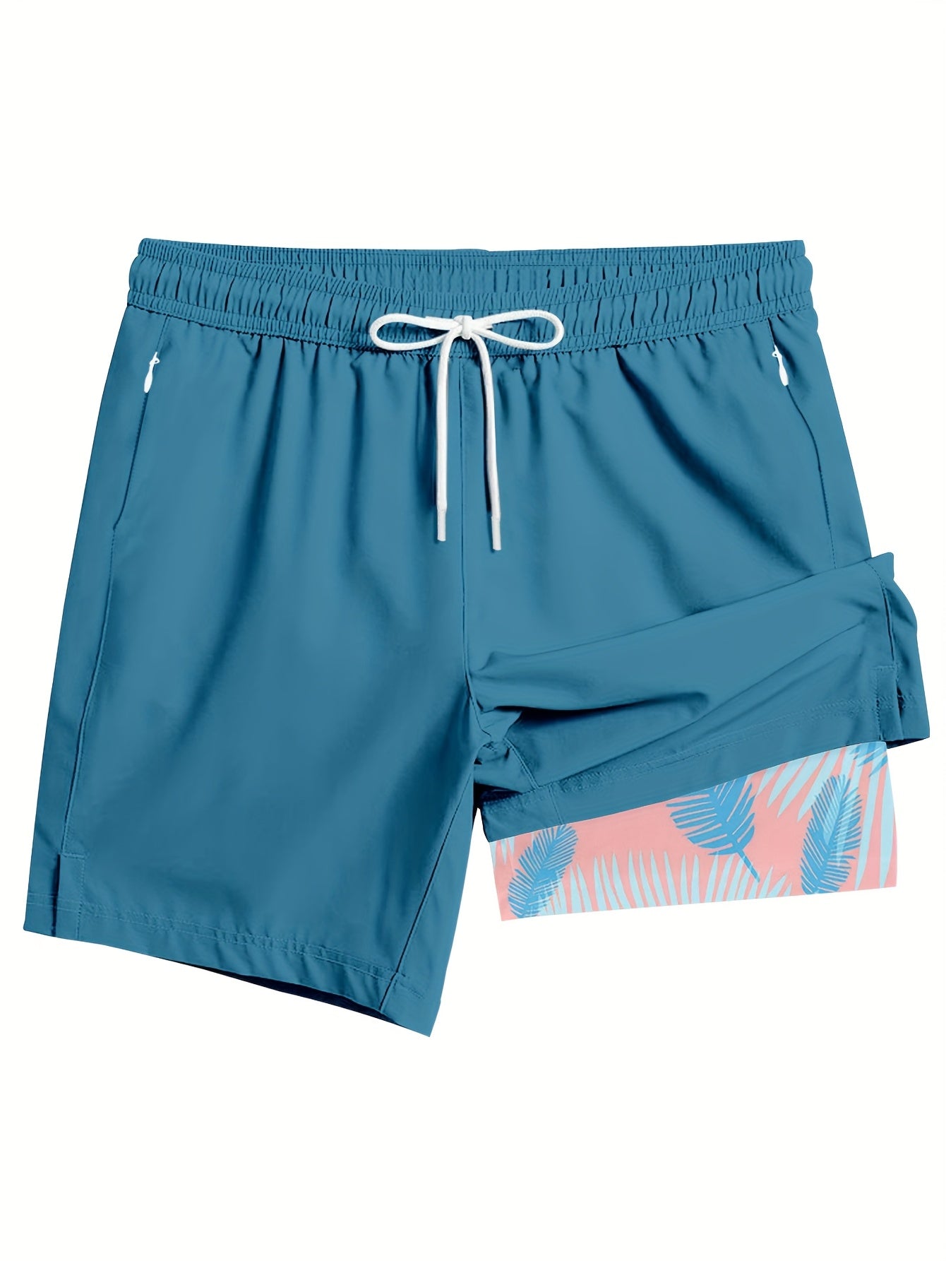 3pcs Men's Breathable -Blend Casual Shorts with Zipper Closure & Elastic Waistband - Digital Print Striped
