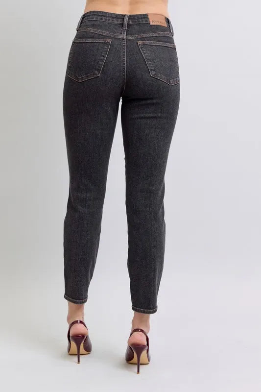 Judy Blue Full Size Midi Rise Tummy Control Slim Jeans Plus Size BK / 24W BK / 0(24) BK / 1(25) BK / 24W-BK / 0(24)-BK / 1(25)-BK / 3(26)-BK / 5(27)-BK / 7(28)-BK / 9(29)-BK / 11(30)-BK / 13(31)-BK / 15(32)-BK / 14W-BK / 16W-BK / 18W-BK / 20W-BK / 22W-
