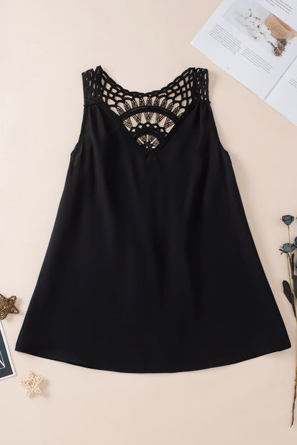 Openwork V-Neck Tank White / S White / M White / L White / S-White / M-White / L-Black / S-Black / M-Black / L-