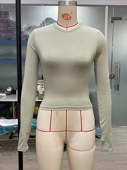 Chic & Versatile: Long Sleeve Skinny Hollow Solid Color Round Neck T-Shirt RED / S RED / M RED / L RED / S-RED / M-RED / L-PINK / S-PINK / M-PINK / L-BLUE / S-BLUE / M-BLUE / L-WHITE / S-WHITE / M-WHITE / L-GREEN / S-GREEN / M-GREEN / L-BROWN / S-BROWN / M-BROWN / L-BLACK / S-BLACK / M-BLACK / L-ORANGE / S-ORANGE / M-ORANGE / L-