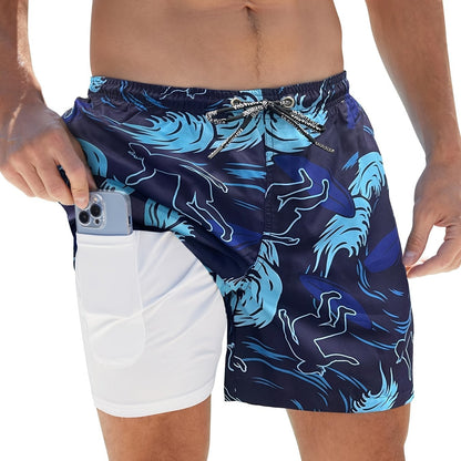 Mens Swim Trunks Quick Dry Board Shorts with Lining, Men's Swimming Trunks