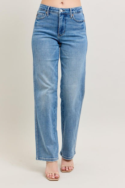 Judy Blue Full Size Tummy Control Vintage Wash Straight Jeans Plus Size Medium / 14W Medium / 0(24) Medium / 16W Medium / 14W-Medium / 0(24)-Medium / 16W-Medium / 18W-Medium / 20W-Medium / 22W-Medium / 24W-Medium / 1(25)-Medium / 3(26)-Medium / 5(27)-Medium / 7(28)-Medium / 9(29)-Medium / 11(30)-Medium / 13(31)-Medium / 15(32)-