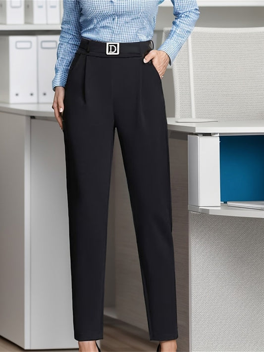 Chic High-Waist Women's Skinny Dress Pants with Pockets Black / S Black / M Black / L Black / S-Black / M-Black / L-Black / XL-Black / 2XL-Black / 3XL-Black / 4XL-